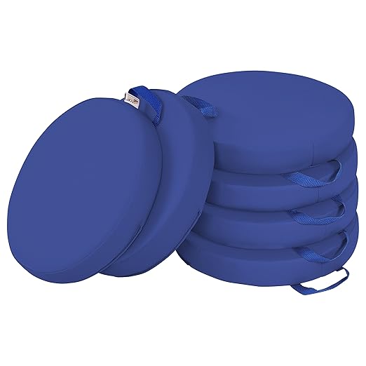ECR4Kids SoftZone Floor Cushions, Round, Flexible Seating, Blue, 6-Piece