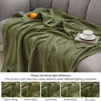 PHF 100% Cotton Muslin Blanket King Size 108"x90", 4-Layer Lightweight Gauze Throw, Breathable Cloud-Soft Minimalist Blanket for Bed, Couch, Camping & Baby, Olive Green, Ideal Gift