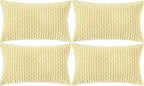 Set of 4 Pale Yellow Decorative Throw Pillow Covers 12x20 Inch Corduroy Pillow Covers for Bed Couch Sofa Living Room Soft Cushion Cases