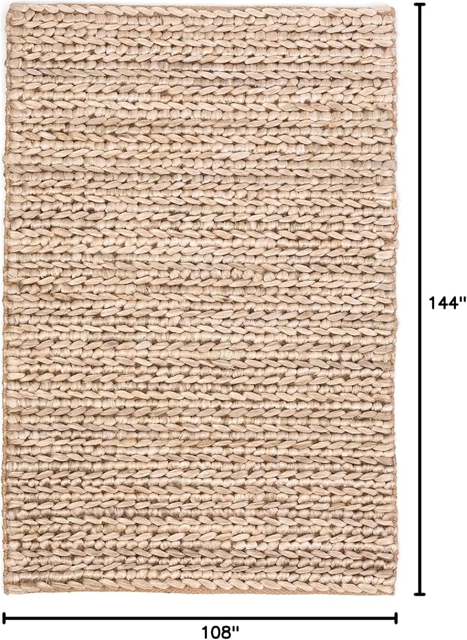 Dash and Albert Jute Area Rug - 8.5 X 11.5 Bleached Oak Solid Handwoven Accent Rug - Durable, Eco-Friendly, High Traffic Areas Hallway, Bedroom, Stairs - Premium Luxury Hotel Quality Soft Breathable
