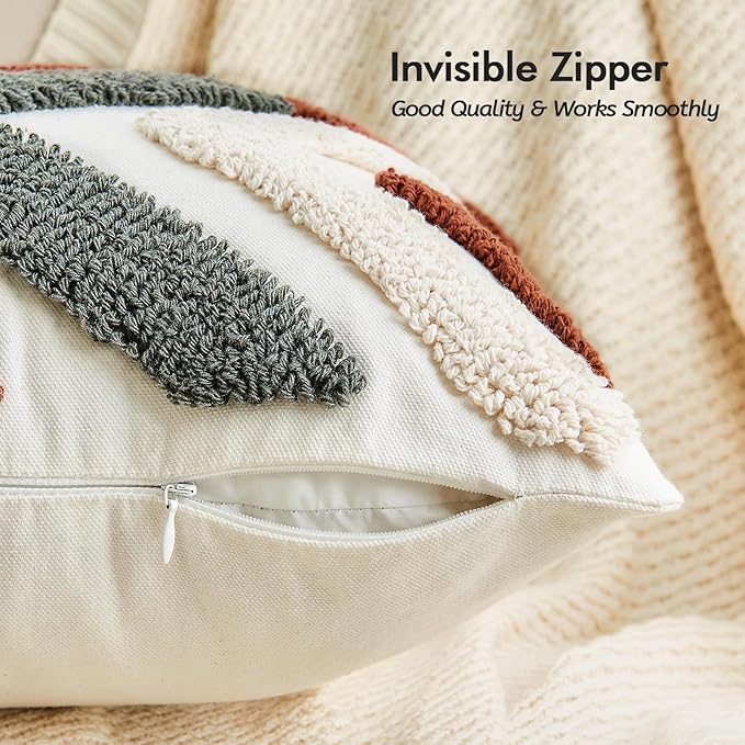 lifein 20x20 Pillow Covers-Throw Pillow Cover Tufted Boho Jacquard Pillow Covers Farmhouse Decorative Pillow Cover Pillow Cases for Gift Couch Sofa Bed Chair Living Room Home Decor