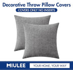 MIULEE Pack of 2 Couch Throw Pillow Covers 18x18 Inch Soft Dark Gray Chenille Pillow Covers for Sofa Living Room Solid Dyed Pillow Cases