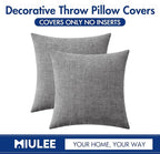 MIULEE Pack of 2 Dark Gray Throw Pillow Covers 16x16 Inch Soft Chenille Pillow Covers for Sofa Living Room Couch Solid Dyed Cases