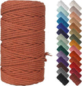 NOANTA Reddish Brown Macrame Cord 4mm x 109yards, Colored Macrame Rope, Cotton Cord Macrame Yarn, Colorful Cotton Craft Cord for Wall Hanging, Plant Hangers, Crafts, Knitting