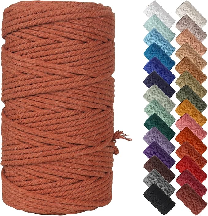 NOANTA Reddish Brown Macrame Cord 4mm x 109yards, Colored Macrame Rope, Cotton Cord Macrame Yarn, Colorful Cotton Craft Cord for Wall Hanging, Plant Hangers, Crafts, Knitting
