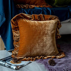 Velvet Throw Pillow Cover Soft Decorative Luxurious Solid Square Cushion Case for Sofa Couch Bedroom Farmhouse,Pack of 2, 18 x 18 Inches, Golden Camel