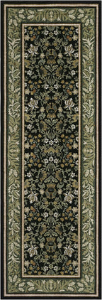 GarveeHome Runner Rugs 2x6 Kitchen Runner Rug Non Slip Washable Runners for Hallways, Boho Vintage Rugs with Rubber Backing Low-Pile Indoor Long Carpet for Entryway Bedroom Green Black