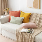 MIULEE Decorative Lumbar Throw Pillow Covers for Couch Bed Livingroom 12x20 Inch Set of 2 Coral Red Boho Accent Throw Pllows Broadside Striped Patchwork Soft Corduroy Summer Pillowcases