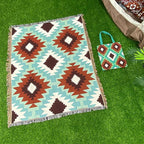 Snycler Boho Throw Blanket for Bed 50 * 60inch Woven Blanket Cotton Polyester Farmhouse Decor for Indoor Outdoor Sofa Bedroom Garden，All Season(Green)