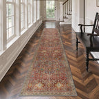GENIMO 2x10 Runner Rugs for Hallway, Machine Washable Non Slip Vintage Rugs, Low Pile Lightweight Soft Print Rug for enrtyway, Corridor, Home Office, Kitchen, Mocha Brick