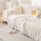 VClife Soft Plush Faux Fur Couch Cover, Warm Fuzzy White Sofa Covers for 3 Cushion Couch Sofa (71"x134") Non Slip Couch Covers for Dog Cat Washable Thick Furniture Protector for Pets