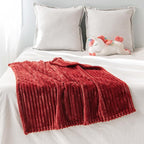 MIULEE Fleece Blanket, Durable Plush Fuzzy Extra Soft Warm Cozy Burgundy Red Striped Flannel Throw Blanket for Couch Sofa Bed 30"x40"