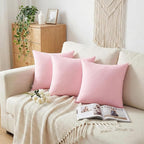 Thmyo 4-Pack 100% Cotton Comfortable Solid Decorative Throw Pillow Case Square Cushion Cover Pillowcases Blank Pillow Covers Valentines Day DIY Throw Pillowcase for Sofa Bed(26x26inch/66x66cm,Pink)