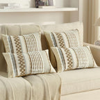 FUTEI Coffee Accent Throw Pillow Covers Set of 2, 18x18 Inch Plush Tufted Striped Textured Decorative Cushion Cases for Farmhouse Boho Couch Decor
