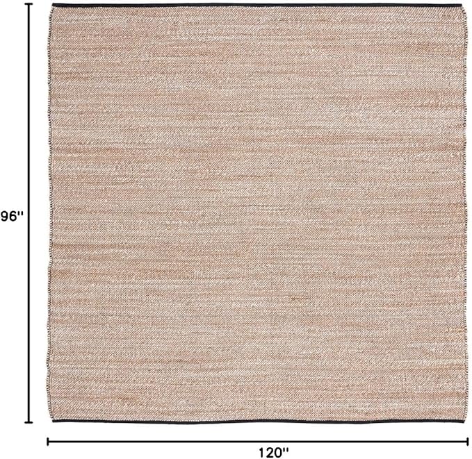 SAFAVIEH Area Rug 8x10 - Natural Fiber Collection - Large - Natural & Black, Farmhouse Style, Ideal for Living Room, Bedroom, Dining Space (NF832A)