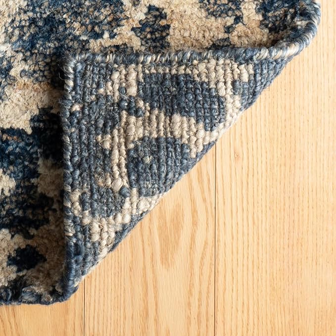 Dash & Albert Stormi Indigo Hand Knotted Jute Rug, 7.5 X 9.5 Feet, Blue Graphic Pattern - Premium Luxury Hotel Quality Soft Breathable Hypoallergenic Machine Washable Easy Care All Season Comfortable