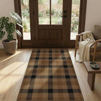 Neutral 3x6 Area Rug Indoor Entrance - Easy Jute Brown Checkered Rug for Entryway, Kitchen, Small Living Room, Earthy & Coffee Rustic Accent Décor