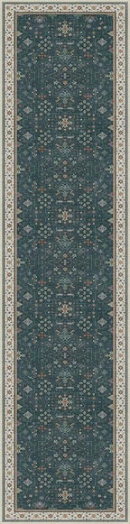 Dark Green Hallway Runner Rug 12 ft Long - Modern Vintage Boho Eclectic Floral with Brown Accent, Washable Low Pile Non-Slip Extra Long Wide Runner Rugs for Kitchen, 3x12