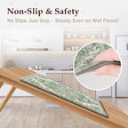 Boho Kitchen Mats for Floor 2 Piece Set Anti Fatigue Cushioned PVC Kitchen Rugs Non Slip Waterproof Farmhouse Mats 2/5 Inch Comfort Standing Mat for Sink, Laundry, 17.3"x59"+17.3"x28", Spring Green
