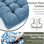 Meditation Floor Pillow Set of 2,Memory Foam Meditation Floor Cushions for Adults Sitting, Large Square Thickened Seat Cushion for Yoga, Tatami Living Room (2, Navy)