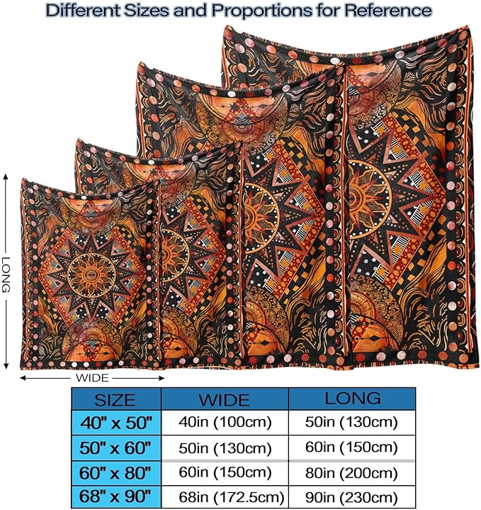 kampdream Orange Ceometric Art Throw Blanket, Hippie Abstract Sun and Moon Yellow Aesthetic Comforter Nap Throws for Couch Chair Bed Decor Comforter 40×50 inch
