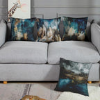 Emvency Set of 4 Throw Pillow Covers Modern Abstract Messy Teal Turquoise Black and Brown Retro Painting Decorative Pillow Cases Home Decor Standard Square 20x20 Inches Pillowcases