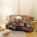 THE ART BOX Cotton Patchwork Vintage Boho Embroidered Floor Pillows & Cushion Cover Dog Pouf Seating Pouf Meditation Pillow Pet Bedding Cat Bed Boho Home Décor (35x35 Inches, Cover Only)