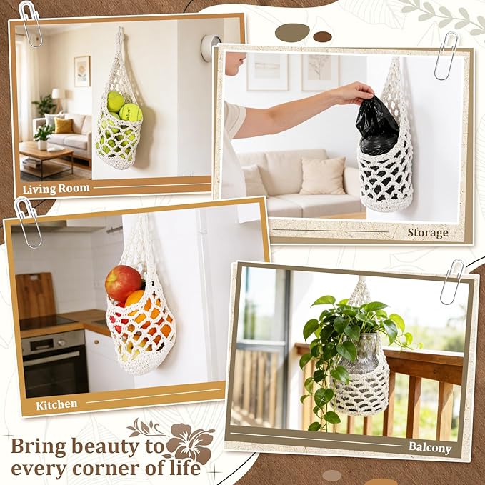 Macrame Wall Plant Hanger, Hanging Planter Basket Holder, Wall Planters for Indoor Plants, for Up to 6 Inch Pot (Ivory, 6-Inch)