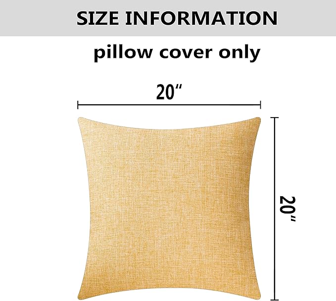 Home Brilliant Yellow 20x20 Spring Pillow Cover Textured Linen Throw Pillows for Couch Bench Sofa Decor, 50cm, 20 Inch, Yellow