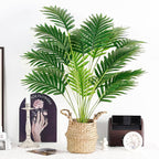 Der Rose Fake Palm Tree 28Inch Faux Plant Potted Tall Fake Plant with Hand-Woven Baskets Artificial Tree for Indoor Outdoor Home Office Bedroom Porch Balcony Decor