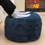 Unstuffed Pouf Ottoman Cover Handmade Footstool Ottoman Storage Solution Floor Pouf Footrest Cushion 20Diameter x12Height Inches for Living Room Wedding Bedroom Navy Blue No Filler
