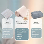 Bazaar Anatolia Turkish Bath Towel – 100% Cotton, Quick Dry, Sand Free Towel for Bathroom, Hot Tub, Decor, Cream – Oversized 71x39 Inches – Diamond Beige