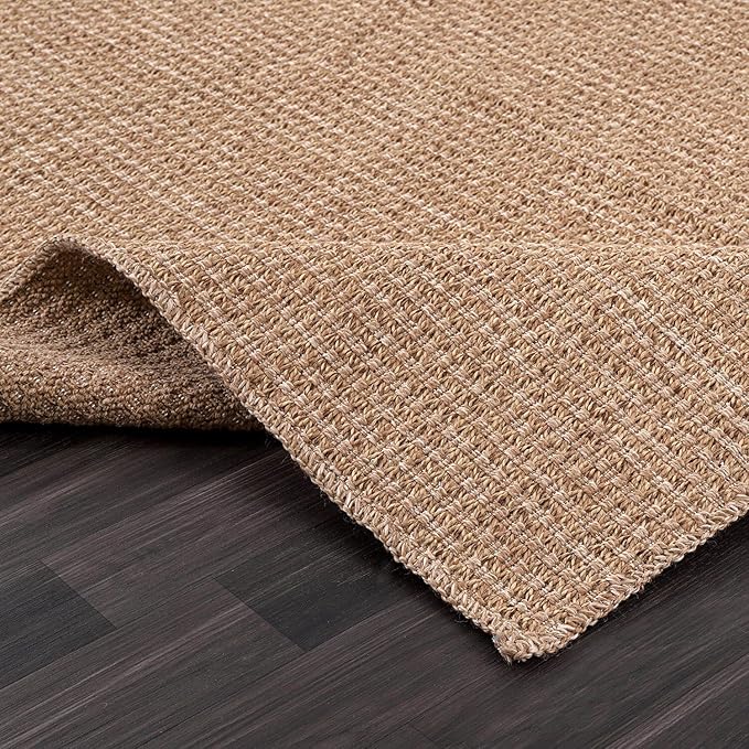 Easy Jute Rug 4x6 Indoor Outdoor Natural Rugs Solid Fiber Rug Woven Area Rug Boho Easy Clean Inside Carpet for Living Room Bedroom Dining Room Hallway or Outdoor Patio Porch (4 X 6 Natural)