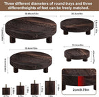 Wood Plant Stand Indoor Outdoor, 12/10/8/6" Round Wood Riser for Decor, Wooden Stool Display Stand Flower Pot Holder Small Planter Tray Modern Potter Decorative for Desktop Counter Room