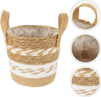 Happyyami Woven Seagrass Plant Basket Planter for Indoor Plants, Large Handwoven Straw Planter with Liner, Floor Storage Basket for Home and Garden Decor