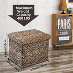 ALASDO Ottoman Storage Ottoman Footrest Stool Foldable Foot Rest Footstool Bench for Living Room 17x13x13inches Leopard Print