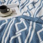 Snuggle Sac Ultra Soft Boho Throw Blanket for Couch Bed Sofa 50x60 inches, Reversible Geometric Blanket with Diamonds Microfiber Fluffy Fuzzy Cozy Knit Soft Throws Birthday Gifts for Women