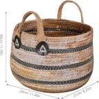 Zerodeko Woven Storage Baskets Straw Planter Basket Toy Blanket Organizer Seagrass Laundry Large Wicker Plant Tree for Dirty Clothes Pillows