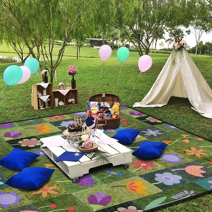 Extra Large Picnic Blankets Waterproof Foldable (80 "x 80") Beach Blanket Waterproof Sandproof,3-Layer Thicking Mat Outdoor Packable Camping Blanket