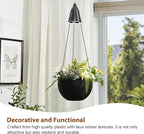 Glitzhome 30" H Hanging Planter with Solar Lights, Black Plastic Garden Planting Pot for Patio Front Porch Balcony or Inside Home, Set of 2