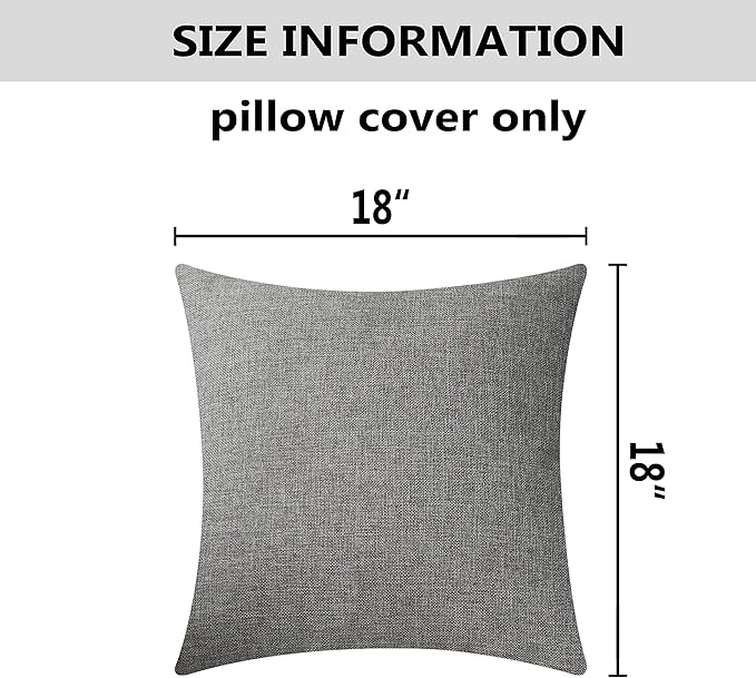 Home Brilliant 18x18 Pillow Cover Decorative Textured Linen Square Throw Pillow Cases Cushion Covers for Sofa Couch Bed, 45cm, Dark Grey