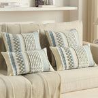 FUTEI Grey Accent Throw Pillow Covers Set of 2, 12x20 Inch Plush Tufted Striped Textured Decorative Pillow Cases for Farmhouse Boho Couch Decor