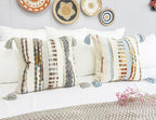 Boho Throw Pillow Covers 18x18 Aesthetic Neutral Boucle Couch Pillow Cover Rainbow Striped Decorative Accent Pillow Case for Couch Bed Sofa Farmhouse,Modern Funky,Set of 2 Brown-Grey