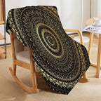 Black Gold Mandala Throw Blanket Boho Indian Hippie Vintage Abstract Bohemian Flower Blanket for Sofa Bed Couch Chair Or Dorm 30"x40"