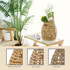 Woven Front Door Basket Water Hyacinth Wall Hanging Basket Decorative Boho Mounted Organizer for Dried Flower Plants Storage Basket for Garden, Home, and Farmhouse Décor (B_Hyacinth)