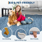 GarveeHome Scalloped Washable Area Rugs 5x7 Rug for Living Room Modern Non Slip Throw Rugs Blue Rug Soft Bedroom Rugs Non Shedding Low Pile Stain Resistant Carpet for Dining Room Nursery 5'x7' Blue