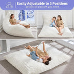 Hobestluk 3 in 1 Bean Bag Chair Giant Bean Bag Chairs Convertible Bean Bag Floor Cushion with Machine Washable Cover, Beanbag Chairs for Adult (White)