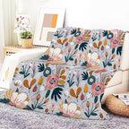 Throw Blanket for Couch, 300GSM Warm Soft Cozy Flannel Blanket, Cute Blanket for All Seasons Bedroom Home Decor Gifts, Cute Boho Flowers 50x60 Inches