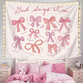 LIANGW Coquette Pink Bow Christian Tapestry Wall Hanging, Preppy Room Decor, God Says I am Christian Verse Wall Blanket Decor for Girls Room Dorm Apartment, 50x60 Inch