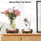 3PCS Wooden Display Stand， Rustic Whitewashed Wood Risers for Home Decor - Decorative Stackable Shelf for Plants, Candles, Books - Farmhouse Pedestal Stand (6” 8” 10”) (burning color)